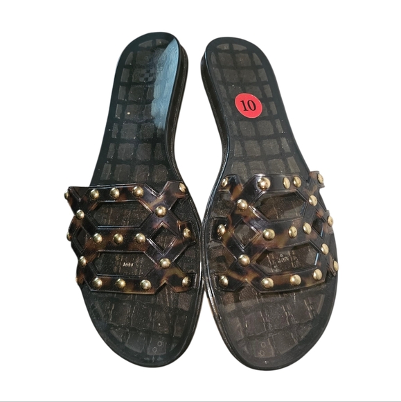 Vince Camuto Carron Gold Studded Jelly Slide Sandals - Picture 1 of 2